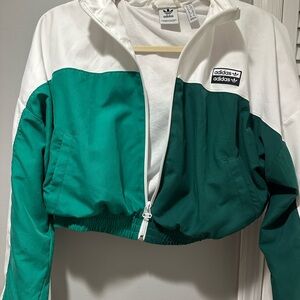 Adidas Originals Emerald Green and White Bomber Jacket and pants set